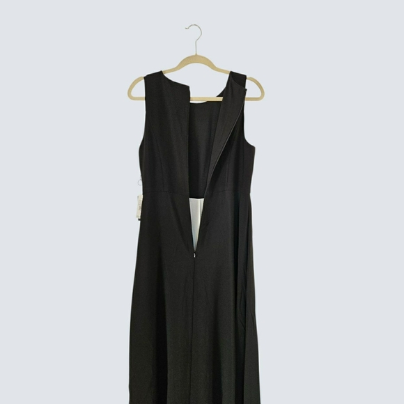 Adrianna Papell Black Crepe Overlay Sleeveless Jumpsuit Size 10 - Picture 7 of 11
